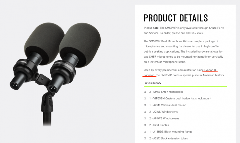 拜登就職典禮換回除特朗普以外歷代總統(tǒng)都用的 Shure SM57VIP 雙話筒，預示美國回到正軌？